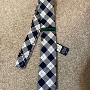 Tommy Hilfiger Navy, White Blue Plaid Slim Tie NWT